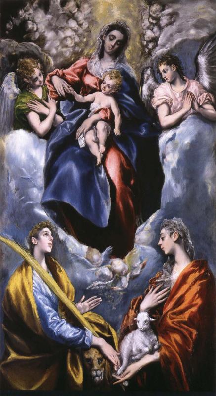 El Greco Madonna and Child with St Martina and St Agnes Sweden oil painting art